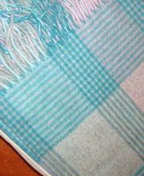 Шерстяной плед с кашемиром Leandro, клетка бирюзовая.